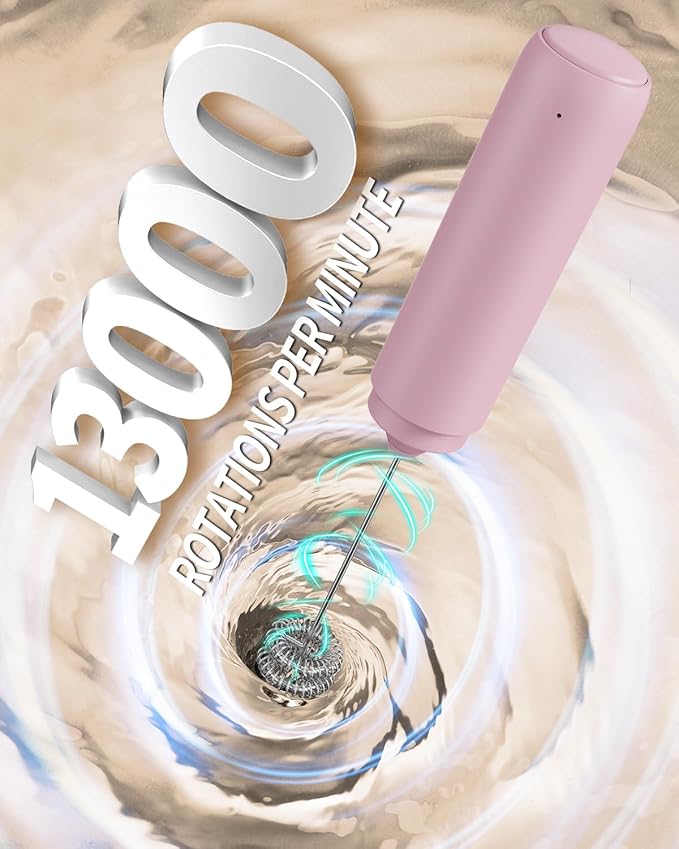 CIRCLE JOY Portable Rechargeable Milk Frother Hanheld, Dual Spring Whisk Electric Coffee Frother Wand Drink Mixer for Matcha Lattes Cappuccino, Kitchen Gifts, Pink - Image 3