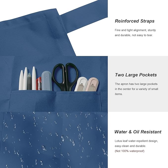 15 Pcs Adult Aprons Bulk with Pockets Adjustable Bib Chef Apron for Women Men Painting Cooking Crafting (S/L) - Image 2