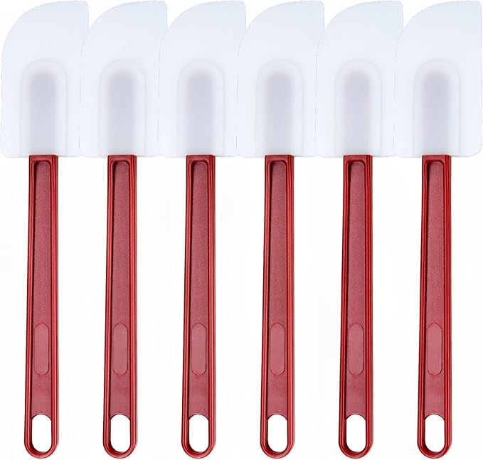 6 Pcs Commerical Rubber Spatula, 9.5-Inch Silicone Rubber Spatula Set High Heat Resistant, Commercial Grade Spatulas, Silicone Jam Scrapers for Baking, Nonstick & BPA-Free by Heffiso+Silicone+Utensils