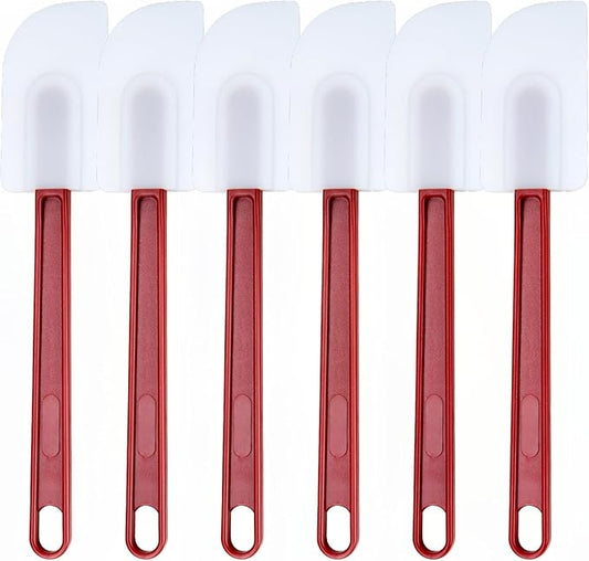 6 Pcs Commerical Rubber Spatula, 9.5-Inch Silicone Rubber Spatula Set High Heat Resistant, Commercial Grade Spatulas, Silicone Jam Scrapers for Baking, Nonstick & BPA-Free by Heffiso+Silicone+Utensils