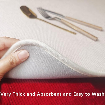 Dish Drying Mats for Kitchen Counter, 2 Pack Dish Drying Pads Dish Rack Mat Drying Pink Kitchen Mat (Beige-2) - Image 3