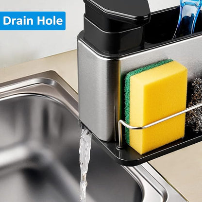 RedCall Soap Dispenser for Kitchen Sink, 3-in-1 Sponge Holder for Kitchen Sink Caddy, Stainless Steel Kitchen Sink Organizer Tray Drainer Rack, Rustproof Dish Soap Dispenser Brush Holder Countertop - Image 4