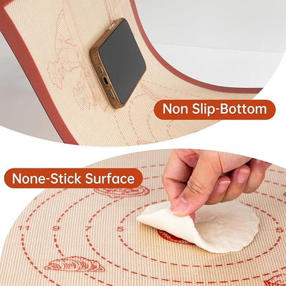 Silicone Baking Mat with Recipes, Extra Thick Silicone Mats for Baking, Non Stick Pastry Mat for Rolling Dough, Silicone Macaron Baking Mat for Cookie,Bread,Pizza,Fondant Mat, Oven&Dishwasher Safe - Image 8