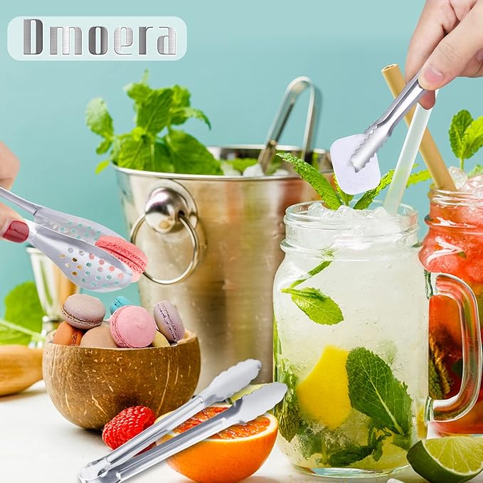 Serving Tongs,Buffet Tongs, Dmoera Stainless Steel Food Tong Serving Tong Small Serving Tongs Stainless Steel Mini Appetizer Tongs, Set of 12 - Image 5