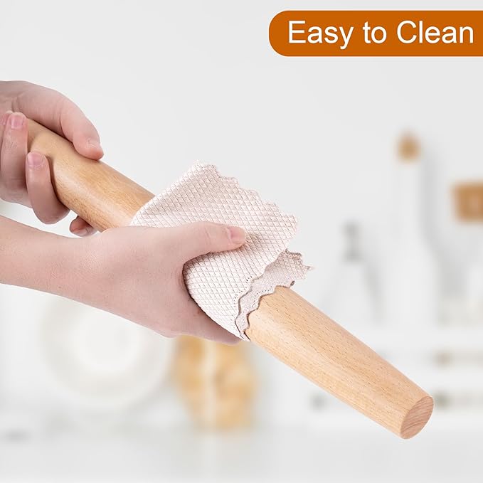 AISOSO French Rolling Pin, 15.75 Inches Wood Rolling Pins for Baking, Extra Long Classic Wooden Dough Roller for Fondant Pizza Pie Crust Cookie Pastry, Kitchen Baking Essentials, Light Yellow - Image 7