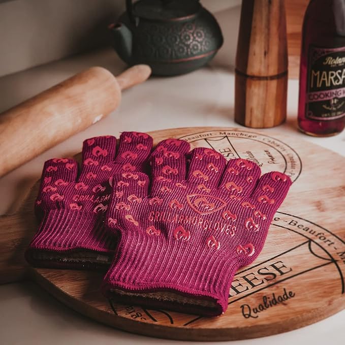Grill Armor Oven Gloves with Fingers – 932°F Heat, Fire & Cut Resistant Mitts for BBQ, Grill, Cooking, Grilling, Baking, Smoker & Fire Pit - Image 4