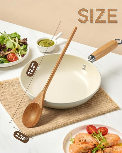 MORGLES Wooden Spoons, 12 Inches Wood Spoons for Cooking Durable Kitchen Utensils for Mixing