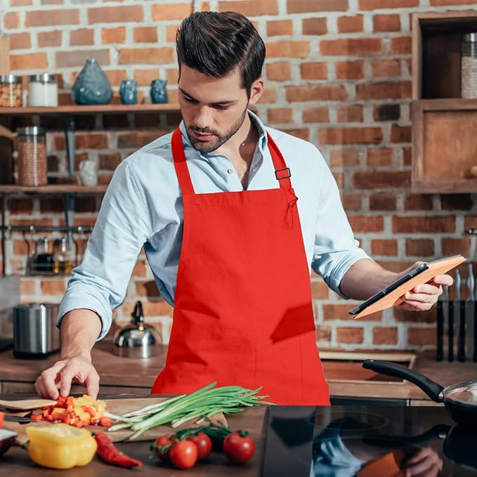 15 Pcs Adult Aprons Bulk with Pockets Adjustable Bib Chef Apron for Women Men Painting Cooking Crafting (S/L) - Image 7