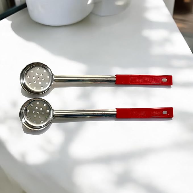 2 Ounce Slotted Stainless Steel Portion Control Ladle Spoon for Measuring and Serving; Commercial Grade Serving Scoops [Pack of 12] - Image 9