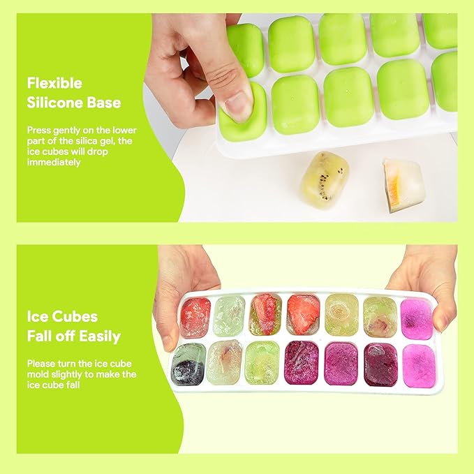 Ice Cube Trays 4 Pack, Airabc Silicone with Removable Lid, Easy-Release Flexible 14-cube Trays, LFGB Certified and BPA Free, Stackable Covers for Cocktail, Freezer - Image 6