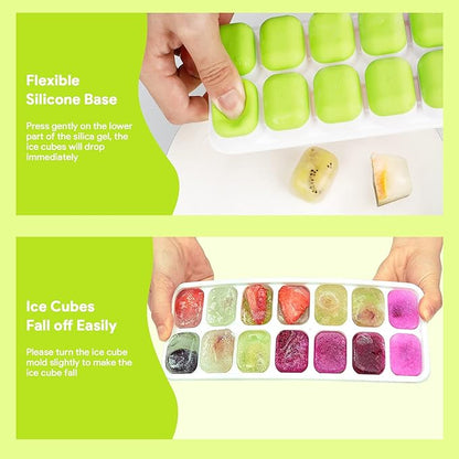 Ice Cube Trays 4 Pack, Airabc Silicone with Removable Lid, Easy-Release Flexible 14-cube Trays, LFGB Certified and BPA Free, Stackable Covers for Cocktail, Freezer - Image 6