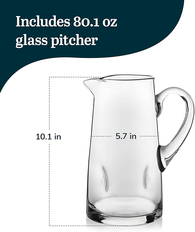 Libbey Impressions Large Glass Pitcher, 80 Oz, Clear, Tall Cocktail Pitcher, Modern Glass Pitchers with Handle for Lemonades, Iced Tea, Wine and More - Image 4