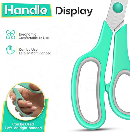 Scissors 8.5 Inch scissors all purpose for Office, Home, Sewing,and Crafts,Soft Comfort-Grip Right/Left Hand 3-Pack, Multicolor