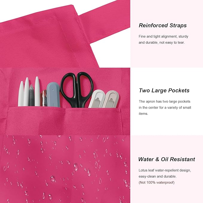 15 Pcs Adult Aprons Bulk with Pockets Adjustable Bib Chef Apron for Women Men Painting Cooking Crafting (S/L) - Image 3