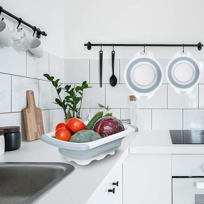 Colander Collapsible, Kitchen Strainer Colander, Collapsible Colander with Extendable Handles for Draining Veggies, Pasta,Fruit, Includes 6, 4 Quart Over the Sink Strainer Folding and 2 Quart Round - Image 4