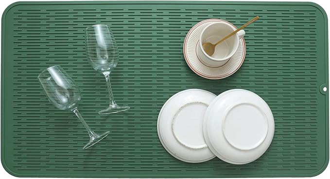 MicoYang Silicone Dish Drying Mat for Multiple Usage,Easy clean,Eco-friendly,Heat-resistant Silicone Mat for Kitchen Counter or Sink,Refrigerator or Drawer Liner Green 4XL 32 inches x 18 inches - Image 5
