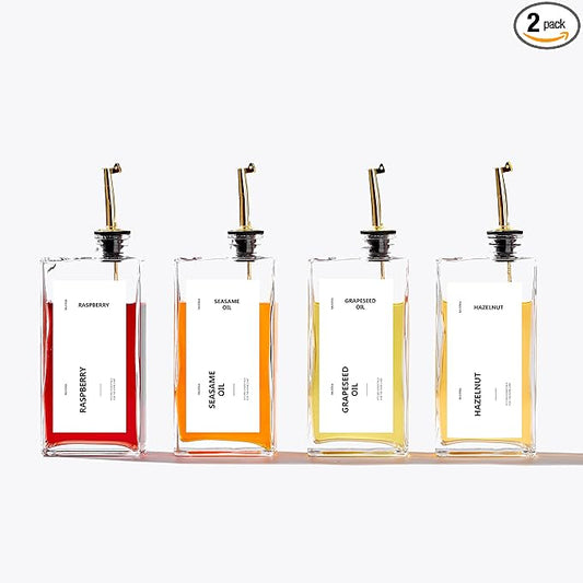 Olive Oil Dispenser Bottle for Kitchen, 16.9 oz/ 500 ml Cooking Oil Container, Glass Oil Dispenser Set, Glass Cruet for Oil with Pourer Spouts, Coffee Syrup Dispenser