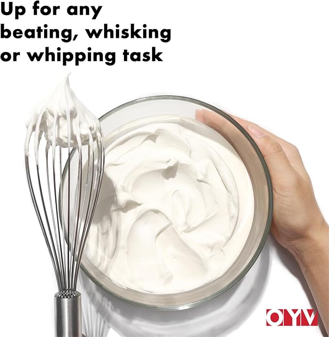 OYV 18/10 Stainless Steel Whisk, Ergonomic Handle, Dishwasher Safe Metal whisk, Professional Whisk for Kitchen Cooking, Perfect for Blending, Whisking, Baking, and Beating, 10-Inch Wire Wisk - Image 2