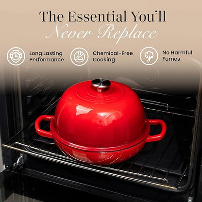 Enamelled Cast Iron Dutch Oven Pot – Dutch Oven For Sourdough Bread Baking – Cast Iron Bread Pot – Red, 6 Quarts, 26cm – by Nuovva - Image 7