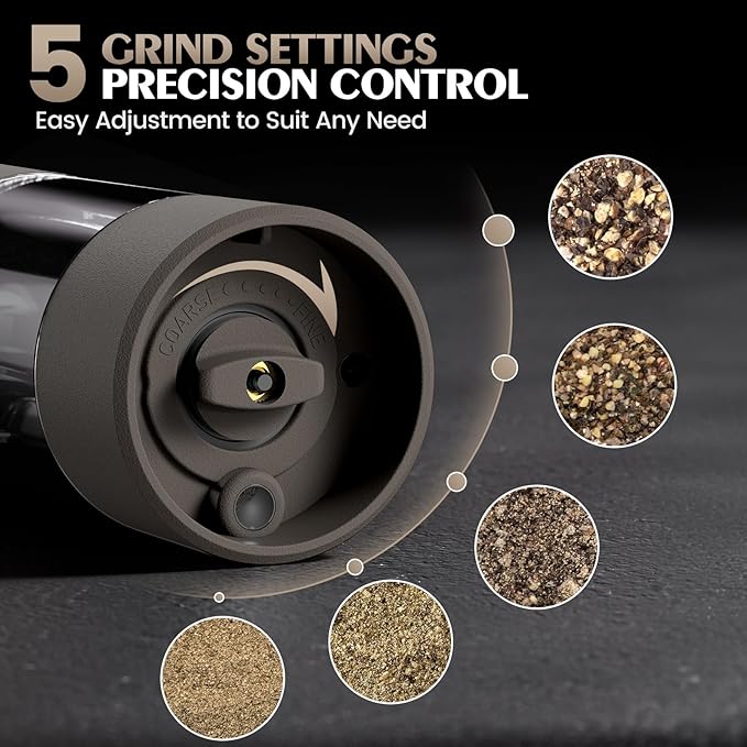 Electric Salt and Pepper Grinder Set Automatic Adjustable Coarseness Pepper Grinder Shakers Set Kitchen Products White Elephant Gift Anniversary Christmas Ideas Gifts for Men - Image 2