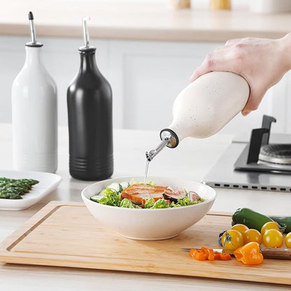 vancasso 20 Oz Ceramic Olive Oil Dispenser Bottle, Bottle Dispenser with Spout and Funnel for Kitchen,Suitable for Oil, Vinegar, Coffee Syrups & Other Liquids，Cream - Image 6