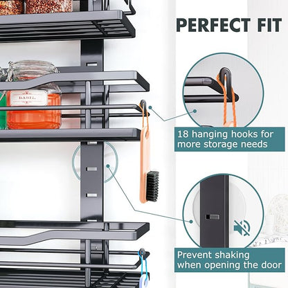 Eastherry Over The Door Pantry Organizer，6-Tier Over The Door Organizer with Adjustable Basket，Metal Hanging Pantry Organizers and Storage for Kitchen, Back of Door Seasoning Rack (Black) - Image 5