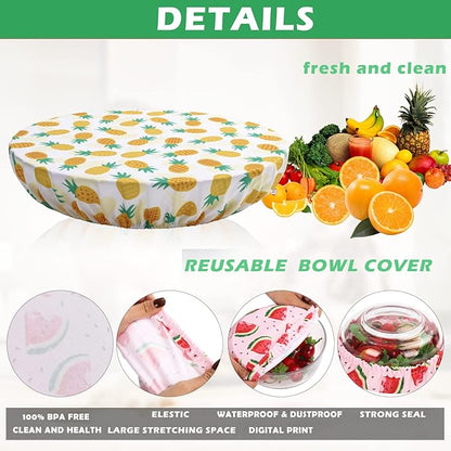 10Pcs Reusable Bowl Covers In 5 Size, Stretch Cloth Fabric Dish Cover Kitchen Storage Containers Lids for Fruits Food Leftover Dough Bread Proofing