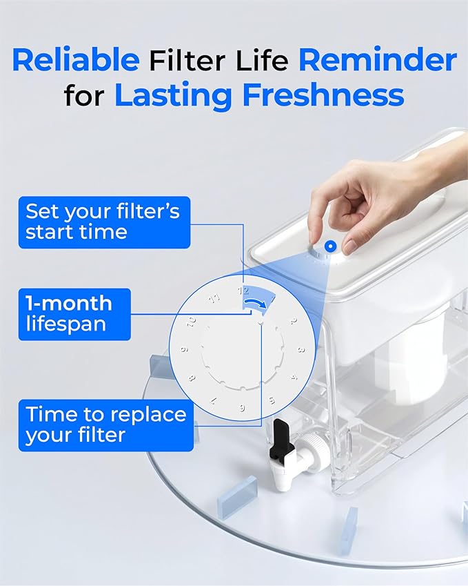 Waterdrop 0 TDS 35-Cup Slim Water Filter Dispenser, Large Capacity, Reduces TDS, Chlorine, PFOA/PFOS and More, BPA Free, White (with 1 Filter) - Image 8