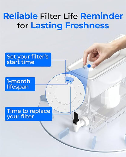 Waterdrop 0 TDS 35-Cup Slim Water Filter Dispenser, Large Capacity, Reduces TDS, Chlorine, PFOA/PFOS and More, BPA Free, White (with 1 Filter) - Image 8
