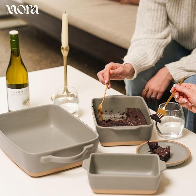 Mora Ceramic Baking Dish with Handles For Casserole, Lasagna, Gratin, Broiling, Roasting, and Baking. Large 9x13 in Pan, Extra Deep - Porcelain Serving Bakeware from Oven to Table. Freezer Safe - Peppercorn - Image 8