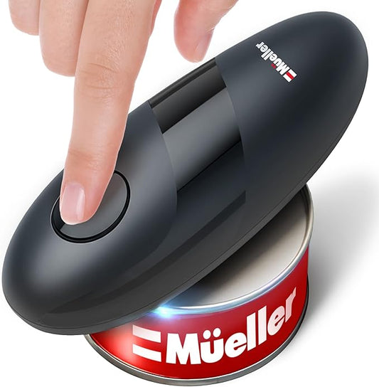 MUELLER HOME SmoothEdge Auto Electric Can Opener – Battery‑Operated One‑Touch w Magnet Lid Lifter, Smooth‑Edge Cut Technology – Portable Hands‑Free Automatic Can Opener for Seniors & Arthritis, Gray by MUELLERHOME