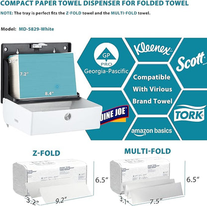Paper Towel Dispenser for Home Bathroom: Modunful White ABS Multifold Paper Holder with Viewing Window & No-Drill Installation - Image 2