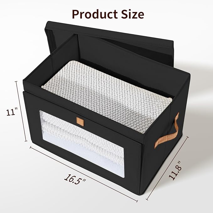 DIMJ Storage Bins with Lids - 4 Pack Large Fabric Closet Organizer with Window & Handles, Collapsible Decorative Storage Boxes for Shelves Under Bed, Books Clothes Blankets Sweaters Organization - Image 7