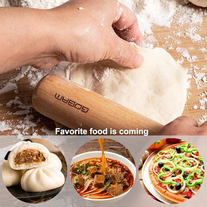 GOBAM Wood Rolling Pin, Large - Dough Roller for Pasta, Cookies, Pie, Pizza, Chapati, Fondant, Rolling Pins for Baking, Bread Making Tools and Supplies - 14.5 x 1.6 Inches - Image 7