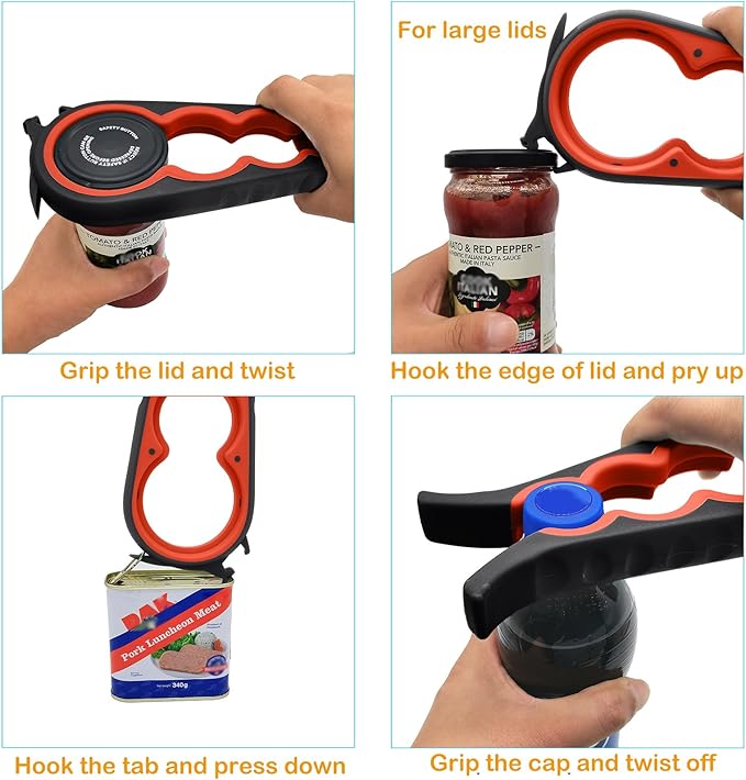 Otstar Latest Jar Opener for Seniors with Arthritis, Weak Hands, Multi-function Bottle Opener with Non Slip Rubber Jar Opener Gripper Pad and Corkscrew Wine Opener - Image 2