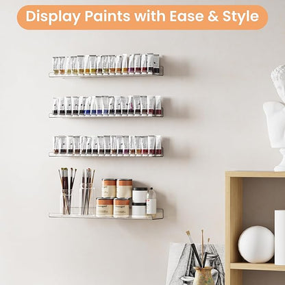 upsimples 2 Pack 23.6x5.5 Inches Acrylic Shelves for Wall Storage, Floating Bookshelves for Kids, Display Shelf Organizer for Bathroom, Bedroom, Living Room, Kitchen, Clear - Image 5