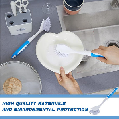 Hsei 30 Pcs Blue Kitchen Scrub Dish Brush Bulk with 11 Inch Handle Cleaning Dish Scrubber with Stiff Bristles Washing Scrub Brushes for Housekeeping for Pots and Pans, Kitchen Sink - Image 6