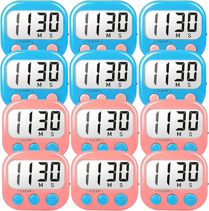 Classroom Timers for Teachers Kids Large Magnetic Digital Timer Teacher Supplies 12 Pack-Blue Pink by AOUCE