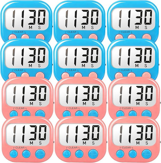 Classroom Timers for Teachers Kids Large Magnetic Digital Timer Teacher Supplies 12 Pack-Blue Pink by AOUCE
