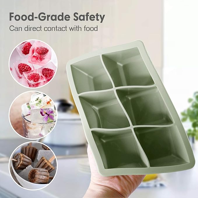 Excnorm Silicone Ice Cube Trays 3 Pack - Large Size Silicone Ice Cube Molds with Leak Proof Removable Lid Square Ice Cube Tray And BPA Free for Cocktail,Whiskey, Stackable Flexible Ice - Image 6