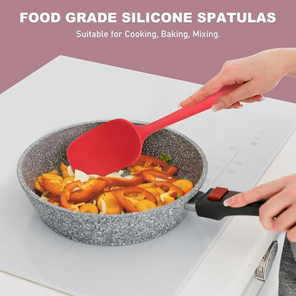 NileHome Silicone Spatula Set 6 Packs Food Grade Kitchen Utensils with Silicone Brush Heat Resistant BPA-free Rubber Spatula for Scraping, Baking, Cooking, Mixing, Red - Image 6