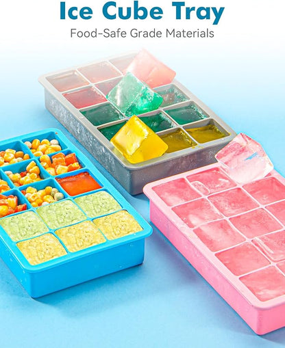 Silicone Ice Cube Trays for Freezer 2 Pack- Easy Release Square Ice Cubes Mold- Best Rubber Ice Cube Tray Shapes for Whiskey Cocktail Coffee- Mini Fridge Silicone Old Fashioned Ice Cube Tray - Image 2