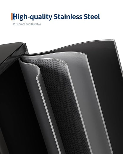 Garvee Double Trash Can, 2 x 10.6 gal (2 x 40 L) Garbage Can for Kitchen Dual Compartment Recycling Kitchen Step Trash Bin, Stainless Steel Trash and Recycle Bin Combo with Soft-Close Lid,Black - Image 4