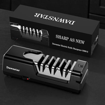 Electric Knife Sharpener, Precise 20° Diamond Knife Sharpener for Kitchen Knives, Quick Repairing in 40 Seconds, with Metal Dust Collection Box & Special Port for Scissors, Black - Image 8