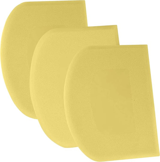 SURDOCA Dough Scraper Bench Scraper - 3P 13x7.9" Plastic Flexible Bowl Scraper, Sharp Edge & Angles Cake Scraper. Non-Slip Bakeware Decorating Tools Sculpting & Modeling Tools - Pure Yellow by SURDOCA