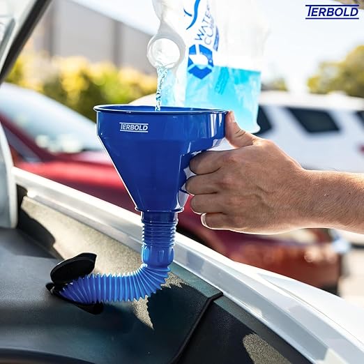 Automotive Flex Funnel with Hose | Wide Mouth Flexible Oil Funnel for Automotive Use - Gas, Transmission Fluid, Car Fuel, Oil Change (Blue) - Image 2