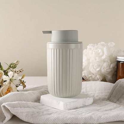 BosilunLife Grey Soap Dispenser Set - 2 Pack 12oz Ceramic Dish Soap Dispenser with Rust Proof Pump for Kitchen, Hand Soap and Lotion Set Suitable for Farmhouse Bathroom Decor