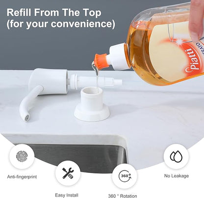 GAGALIFE Soap Dispenser for Kitchen Sink, Kitchen Sink Soap Dispenser with 17 Ounce Large Pet Soap Bottle, in Sink Soap Dispenser Refill from The Top, White - Image 4