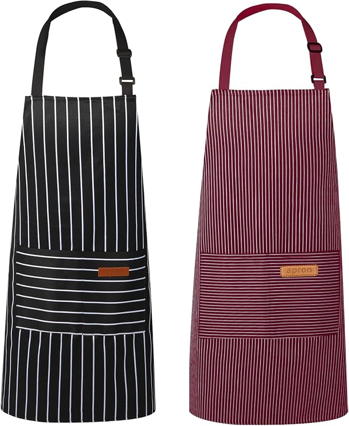 VALOME 2 Pack Kitchen Aprons, Apron for Cooking with 2 Pockets, Unisex Adjustable Neck Strap Chef Aprons for Men Women by VALOME
