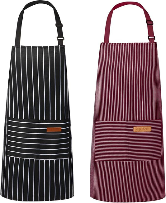 VALOME 2 Pack Kitchen Aprons, Apron for Cooking with 2 Pockets, Unisex Adjustable Neck Strap Chef Aprons for Men Women by VALOME
